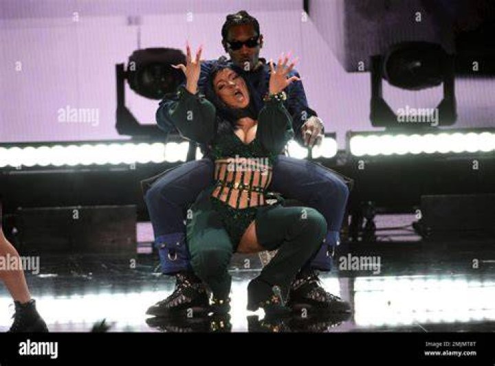 Cardi B, foreground, and Offset perform at the BET Awards on Sunday, June 23, 2019, at the Microsoft Theater in Los Angeles. (Photo by Chris Pizzello/Invision/AP)