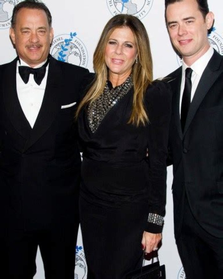 Honoree Tom Hanks, left, Rita Wilson and Colin Hanks attend The Elie Wiesel Foundation For Humanity's Arts for Humanity Gala on in New York Arts for Humanity Gala, New York, USA