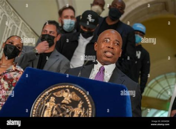 NYC mayor Eric Adams honors the Christopher "Notorious B.I.G." Wallace for his 50th birthday on May 19, 2022 at NY City Hall Rotunda in New York City, USA. "Christopher George Latore Wallace (May 21, 1972 - March 9, 1997), better known by his stage names the Notorious B.I.G., Biggie Smalls, or simply Biggie,[3] was an American rapper and songwriter. Rooted in the New York rap scene and gangsta rap traditions, he is widely considered one of the greatest rappers of all time. Wallace became known for his distinctive laid-back lyrical delivery, offsetting the lyrics' often grim content. His music was often semi-autobiographical, telling of hardship and criminality, but also of debauchery and celebration" -Wikipedia NYC Mayor Eric Adams Honors Christopher "Notorious B.I.G." Wallace, New York, United States - 19 May 2022