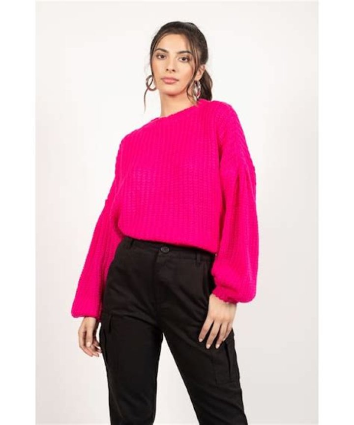 Tobi Drop It Pink Drop Sleeve Sweater